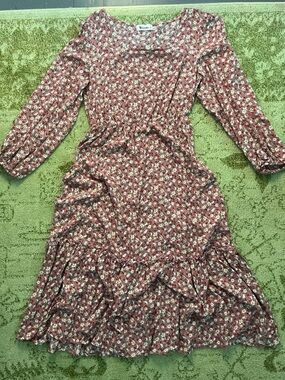 Vernacular Pink Floral Square Neck Maxi Dress